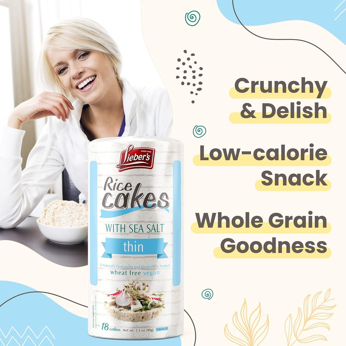 Lieber's Vegan-friendly Rice Cakes ready for fruit and toppers.