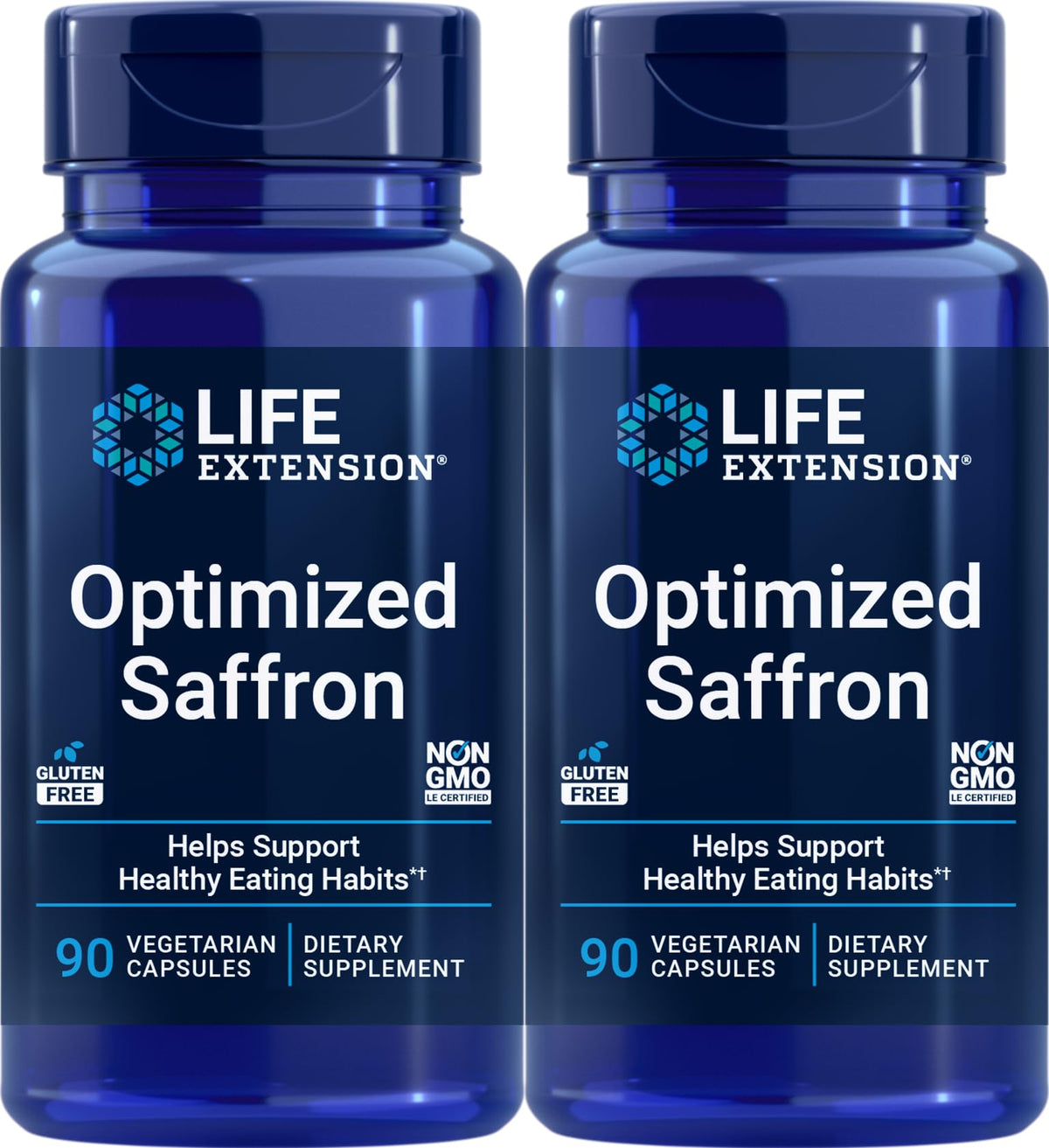 Life Extension Optimized Saffron Extract bottle front highlighting mood support