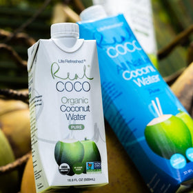 12-pack Real Coco packaging demonstrates convenient multi-bottle family hydration