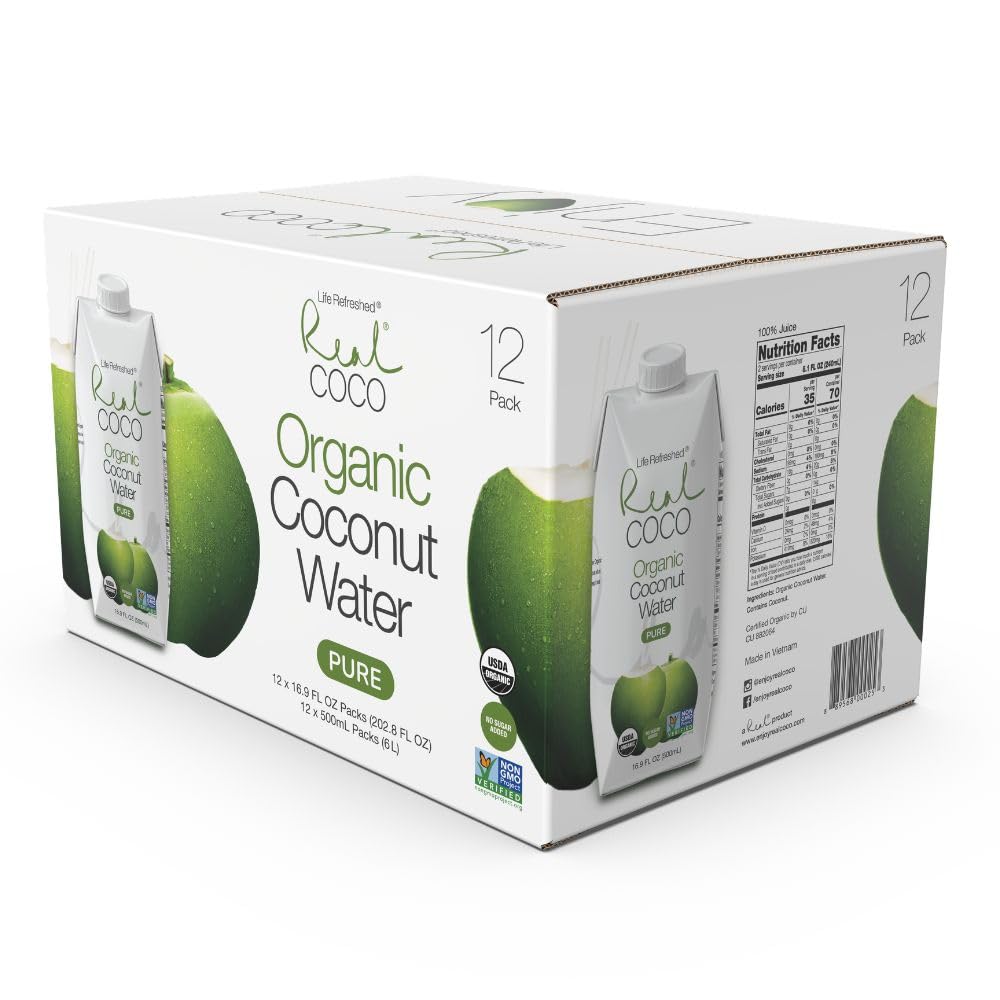 Coconut water glass with Real Coco highlights clean, plant-based hydration