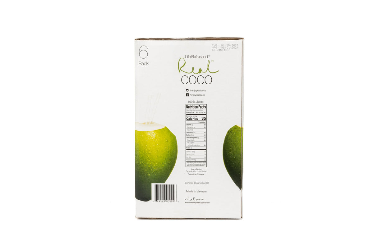 Life Refreshed Real Coco coconut water origin in Southeast Asia for natural flavor.