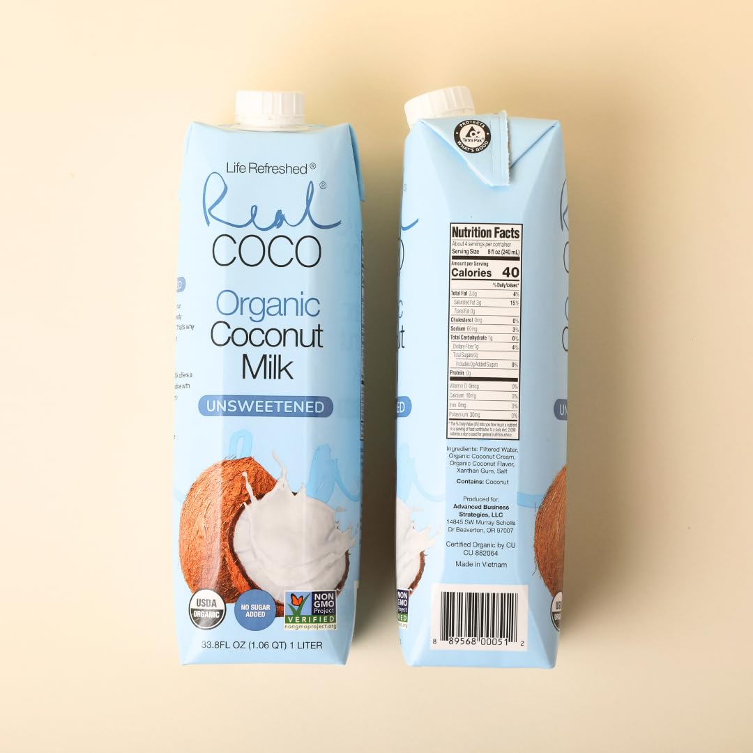 Real Coco vegan-friendly coconut milk for plant-based meals.