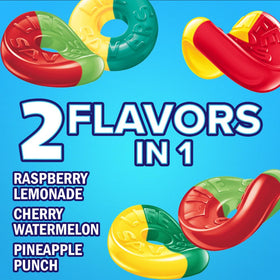 Life Savers Collisions cherry watermelon gummies blend two flavors in one candy.