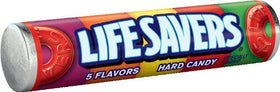 Close-up of Life Savers Five Flavors hard candies, sugar-free option for lunches and snacks.
