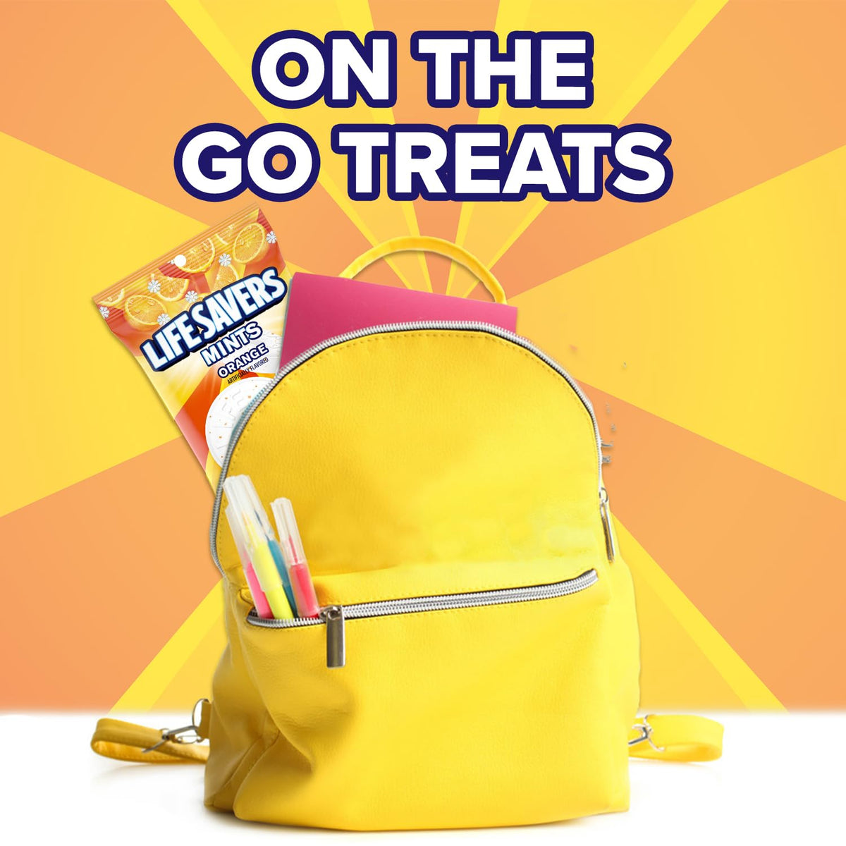 Life Savers Orange Mints in individual wrappers, convenient for lunchboxes and school snacks.