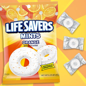 Life Savers Orange Mints individually wrapped, perfect for road trips and on-the-go snacking.
