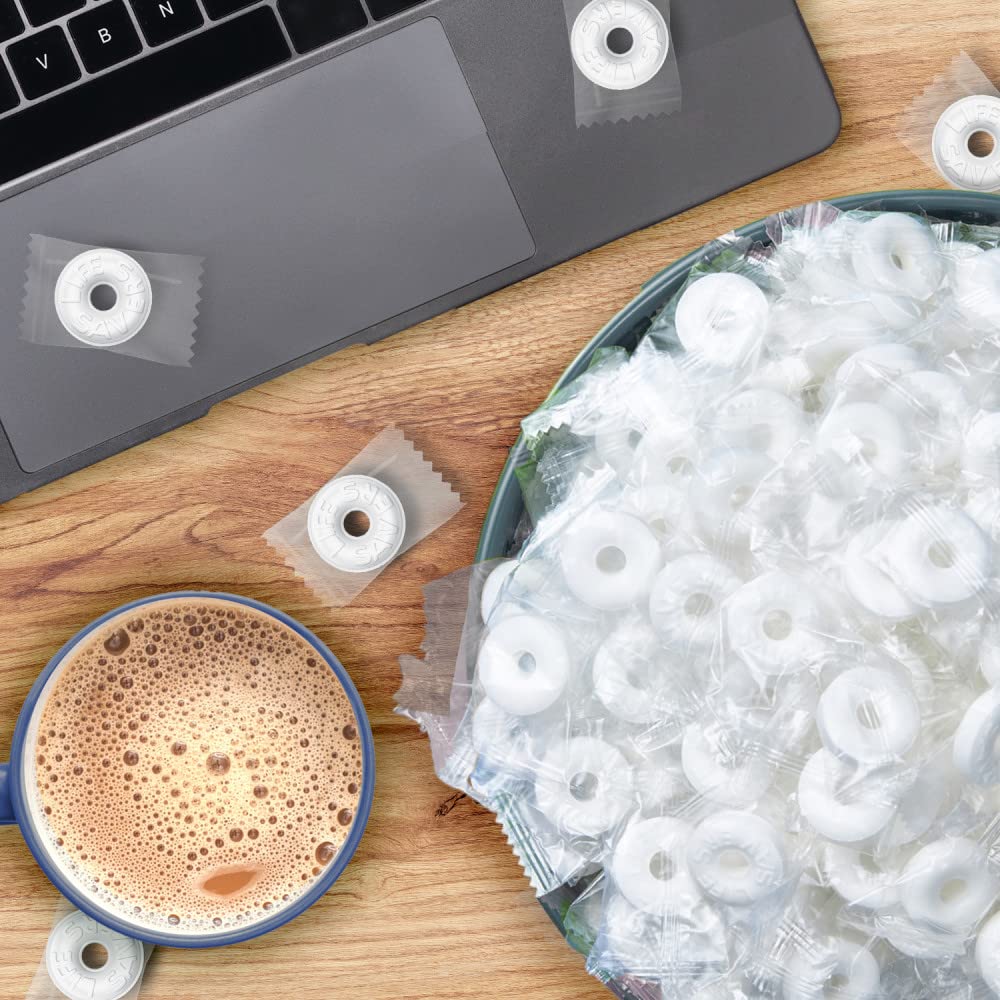 Life Savers Pep-O-Mint rolls on a desk for quick breath refresh