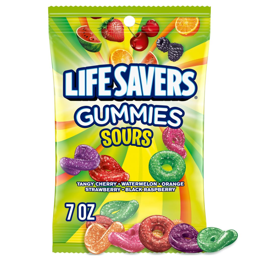 Life Savers Sour Gummy Candy Pack front view, ideal for on-the-go snacking.