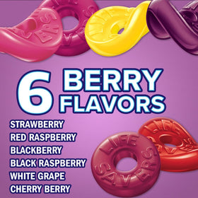 Life Savers Wild Berries gummies close-up reveals bright fruit colors.