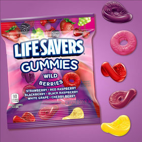 Life Savers Wild Berries gummies open bag showing colorful candies ready to share.