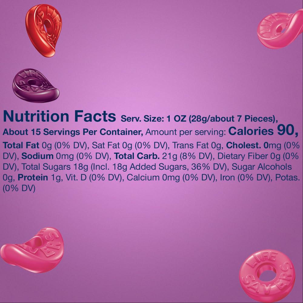 Life Savers Wild Berries gummies showcase soft chewy texture.