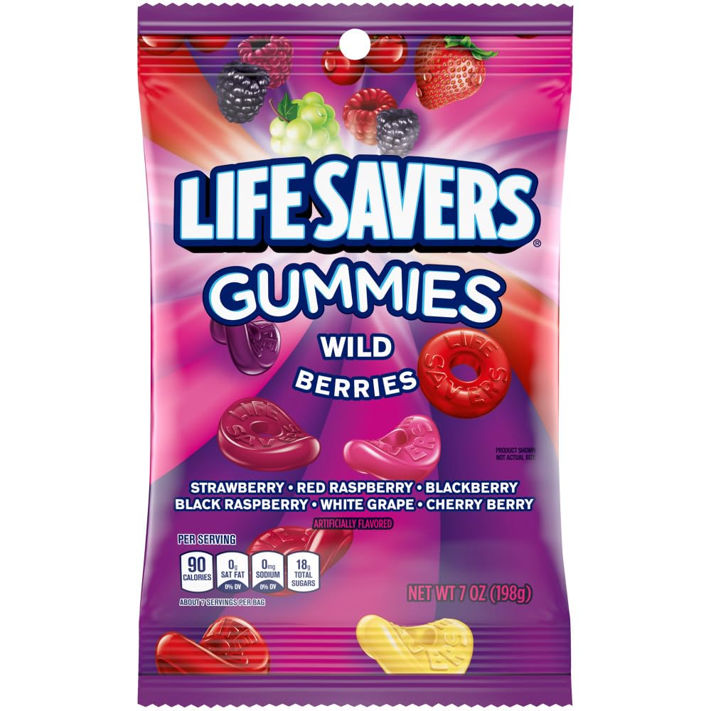Life Savers Wild Berry Gummies, individually wrapped for fresh on-the-go snacking.