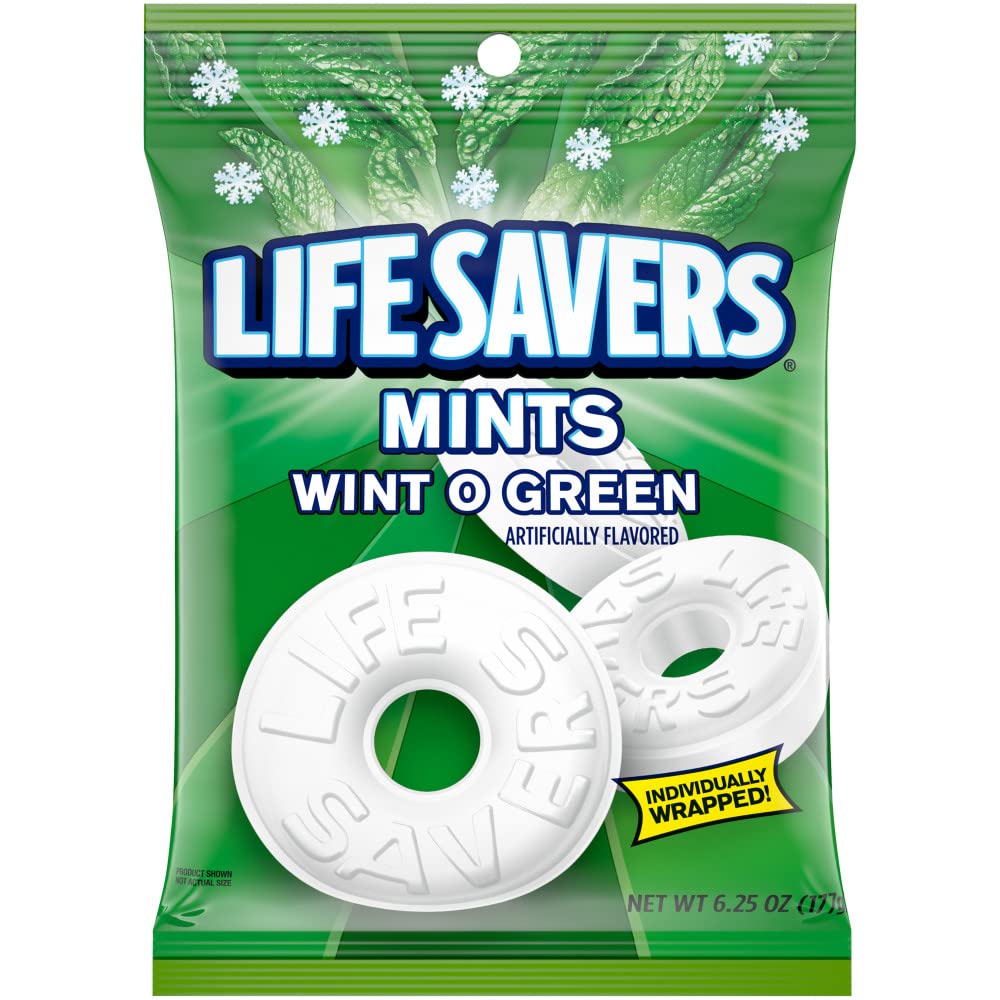 Life Savers Wint O Green individually wrapped mints ideal for quick refreshment on the go.