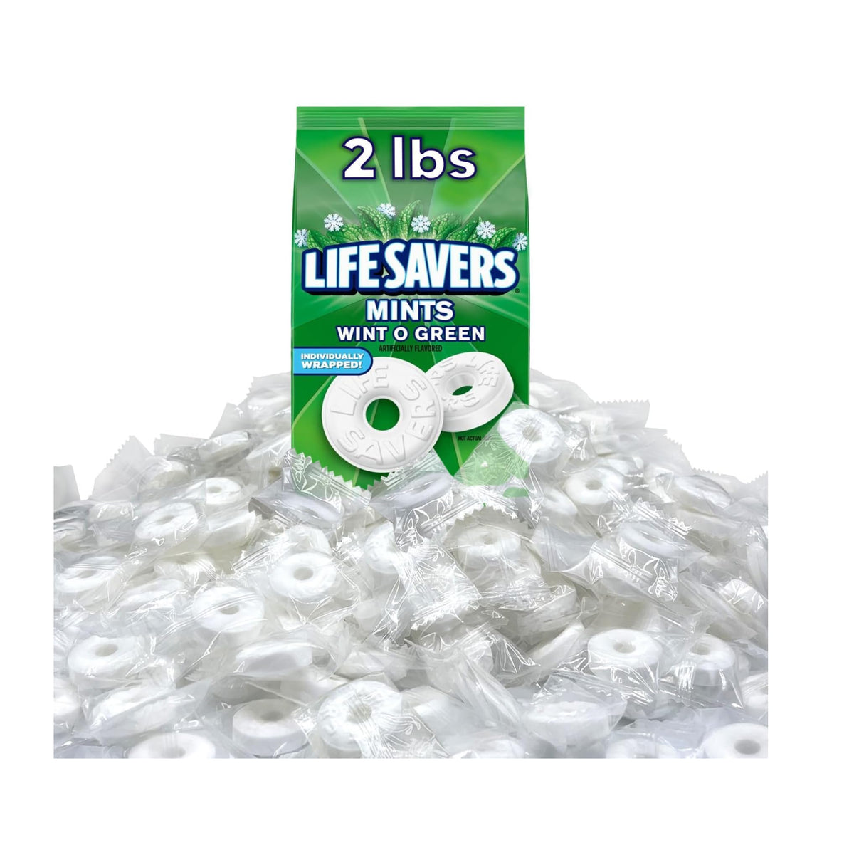 Life Savers Wint O Green mints bottle offers portable fresh breath on the go.