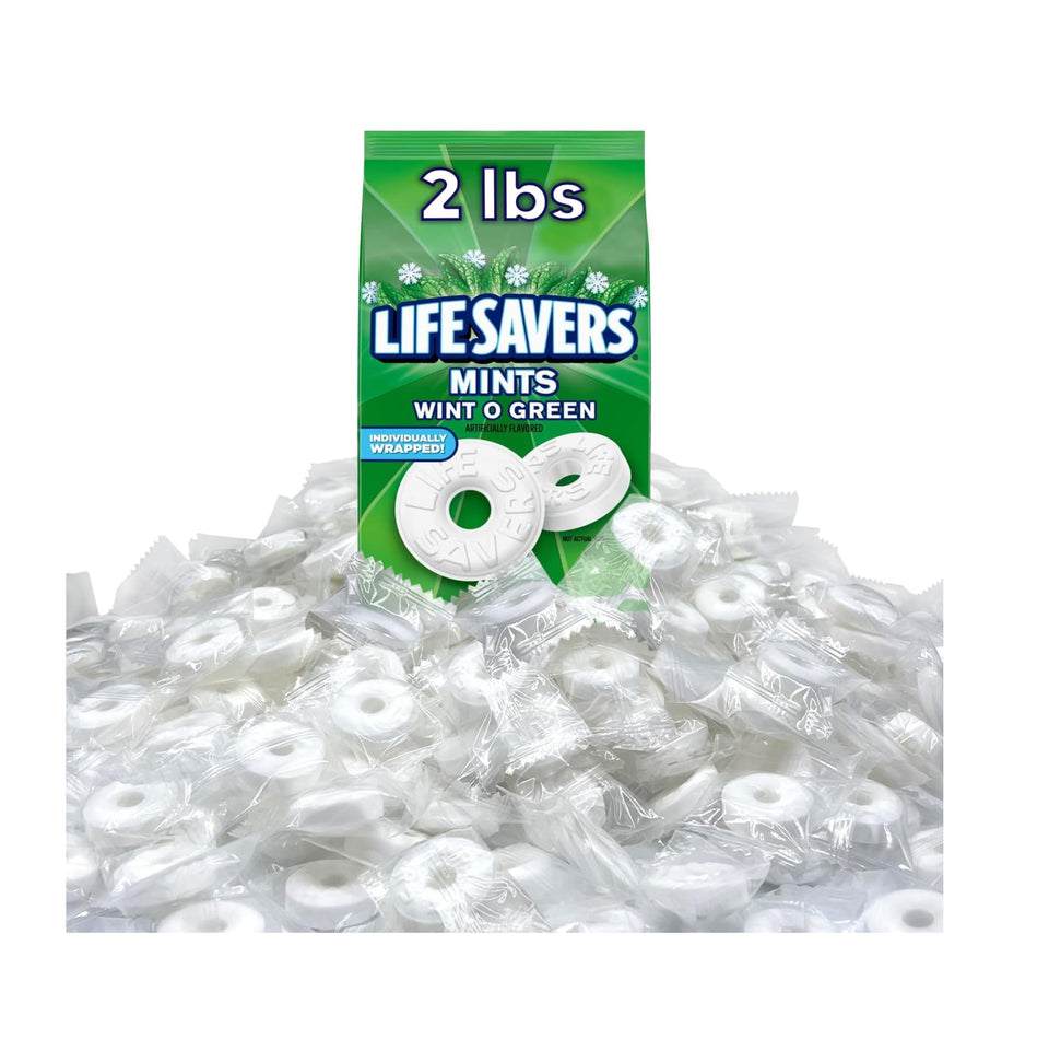 Life Savers Wint O Green mints bottle offers portable fresh breath on the go.
