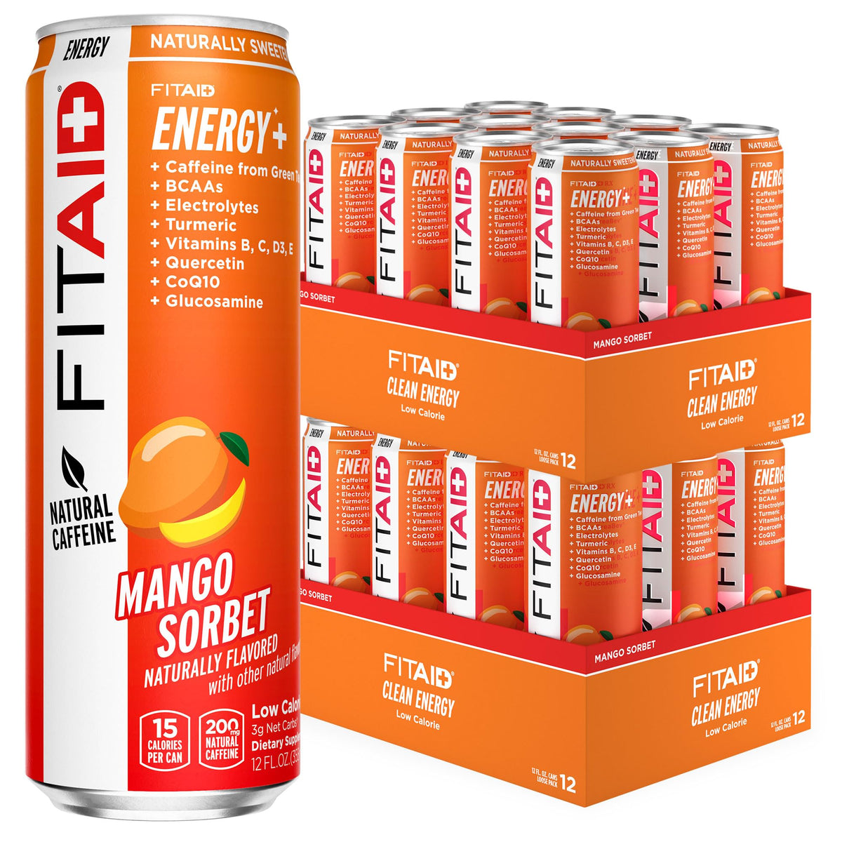 LifeAid FITAID ENERGY Mango Sorbet can for a quick pre-workout boost.