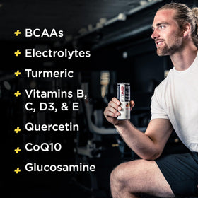 Athlete during workout with FITAID bottle ready for hydration.