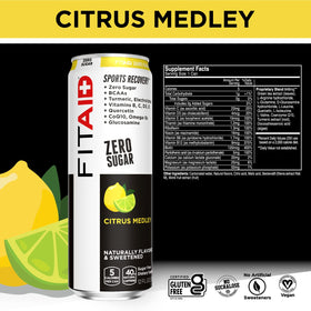 LifeAID FITAID bottle close-up showing four flavors for clean energy.