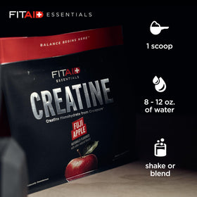 LIFEAID FITAID Creatine powder glass with Fuji Apple flavor.
