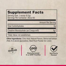 Close-up of ingredients label on FITAID Creatine Watermelon Rush packaging.