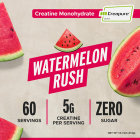 FITAID Creatine Watermelon Rush tub back showing CreaPure branding and purity.