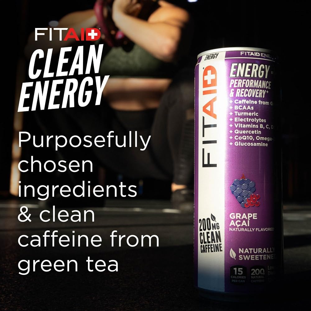 Post-workout moment with FITAID Energy Grape Acai and water.