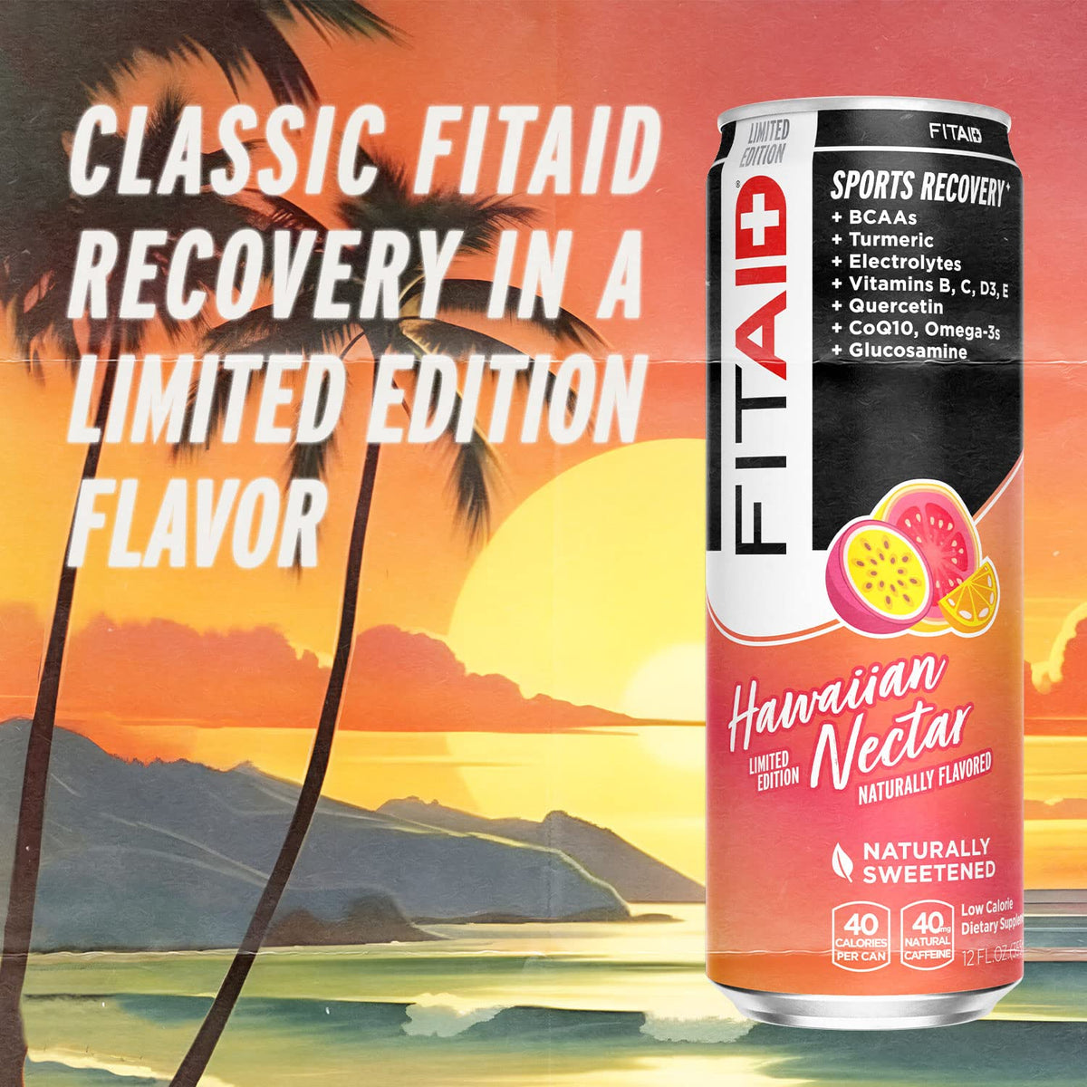 LIFEAID FITAID Hawaiian Nectar 12-pack image suggests convenient bulk option for workouts