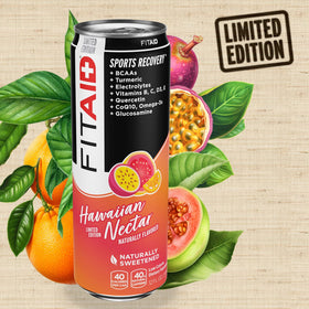 LIFEAID FITAID Hawaiian Nectar glass with drink emphasizes citrus-tropical profile for hydration