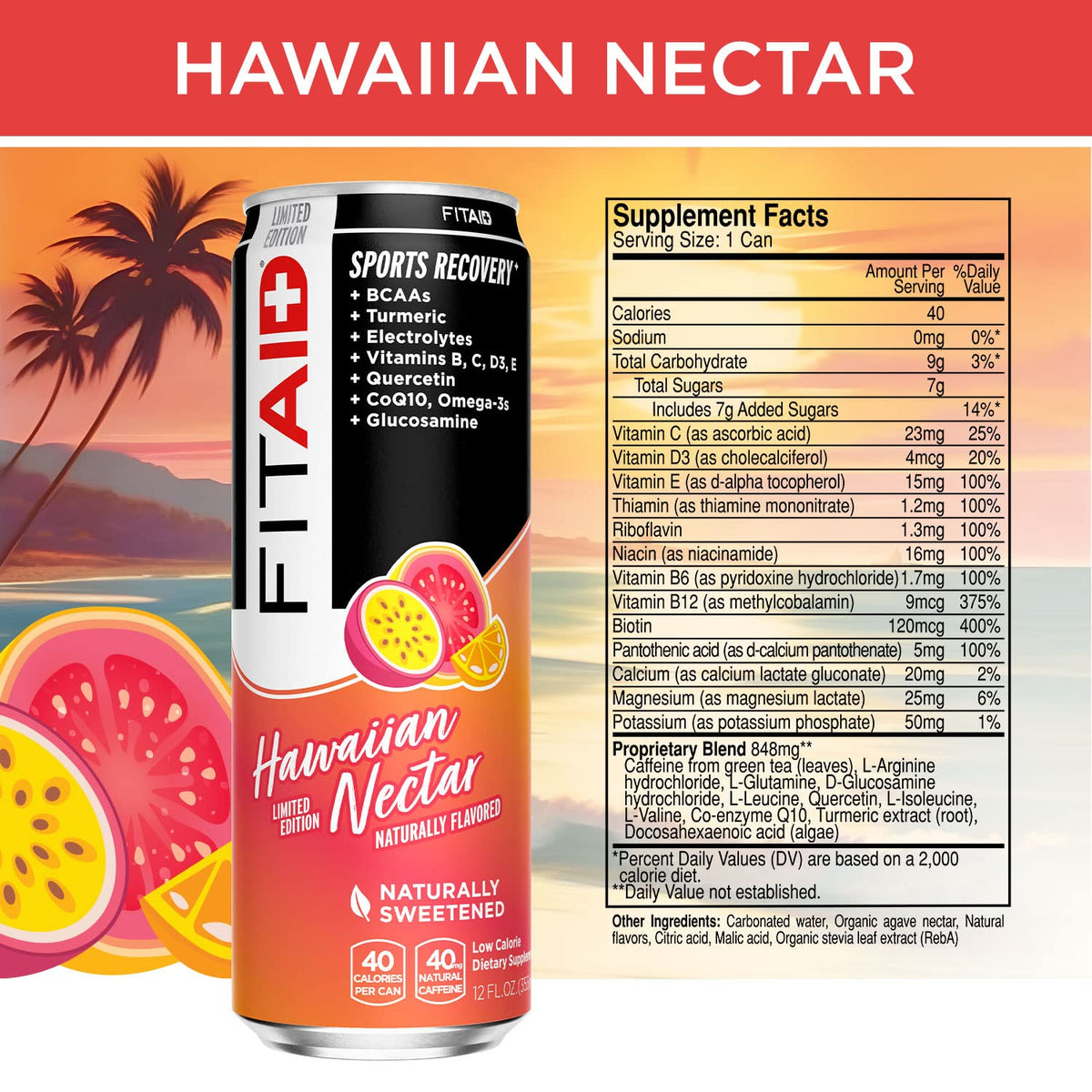 LIFEAID FITAID Hawaiian Nectar pour shot shows tropical flavor blend after exercise