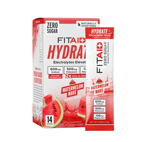 LIFEAID FITAID Hydrate Watermelon Wave bottle closeup for refreshing electrolyte hydration.