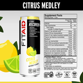 LIFEAID FITAID Recovery Blend ingredients highlight BCAAs and glutamine.