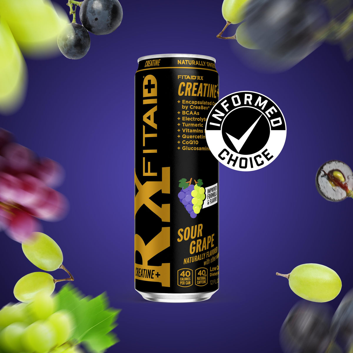 LifeAid FITAID RX glass showing sour grape flavor for refreshing recovery drink