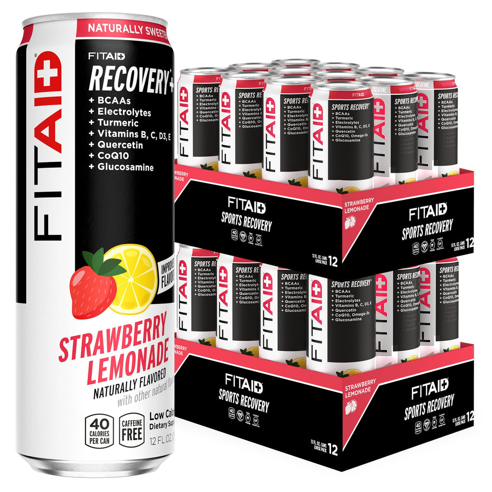 LIFEAID FITAID Strawberry Lemonade can, refreshing post-workout hydration.