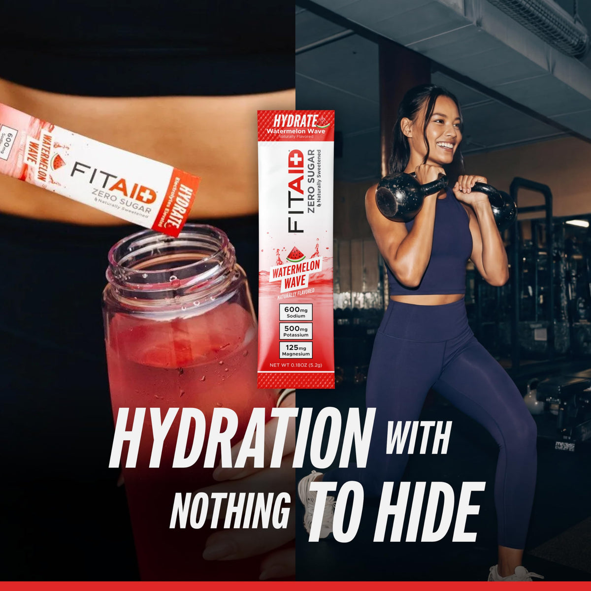 LIFEAID FITAID Hydrate pour action with watermelon flavor.