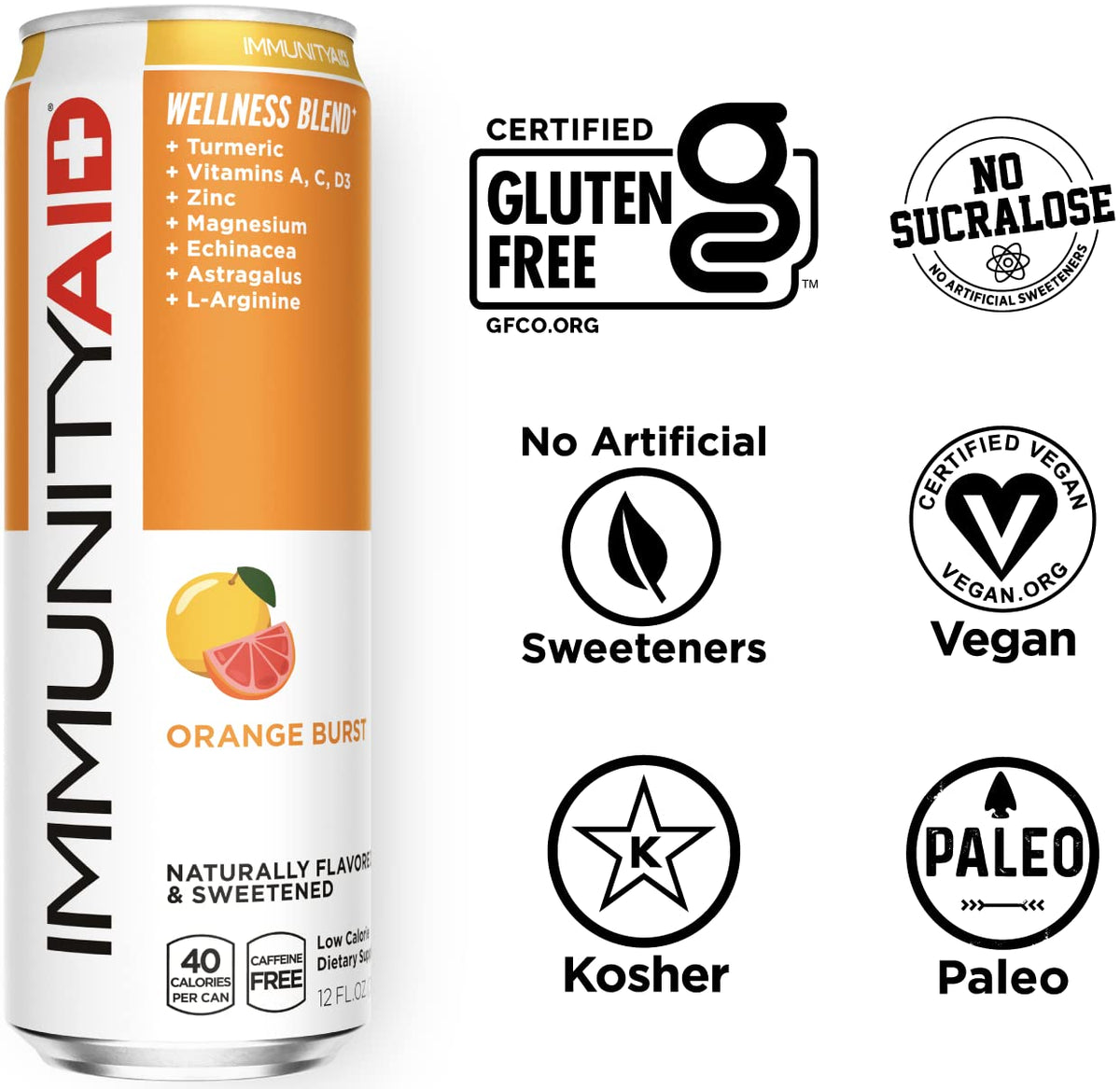 LIFEAID ImmunityAid ingredients label highlighting key vitamins and minerals