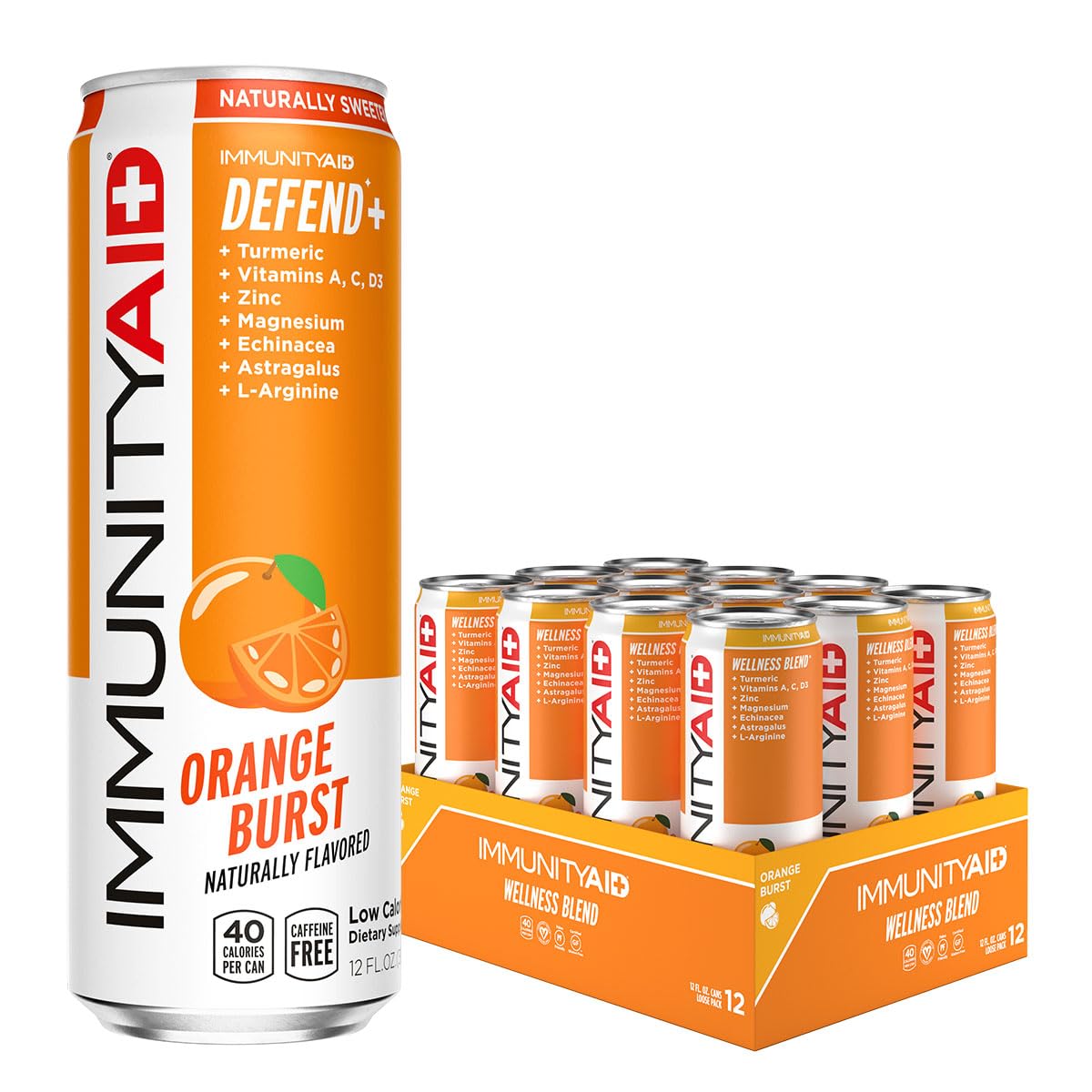 LIFEAID ImmunityAid orange-boost can showcasing refreshing immune-support drink