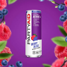 LIFEAID PartyAid Rehab Blend label closeup highlights 5-HTP and B-Complex ingredients.