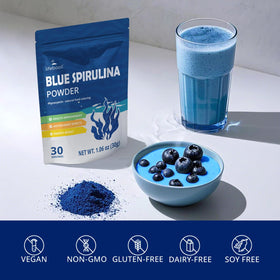 Lifebooil Blue Spirulina Powder added to smoothie for color boost