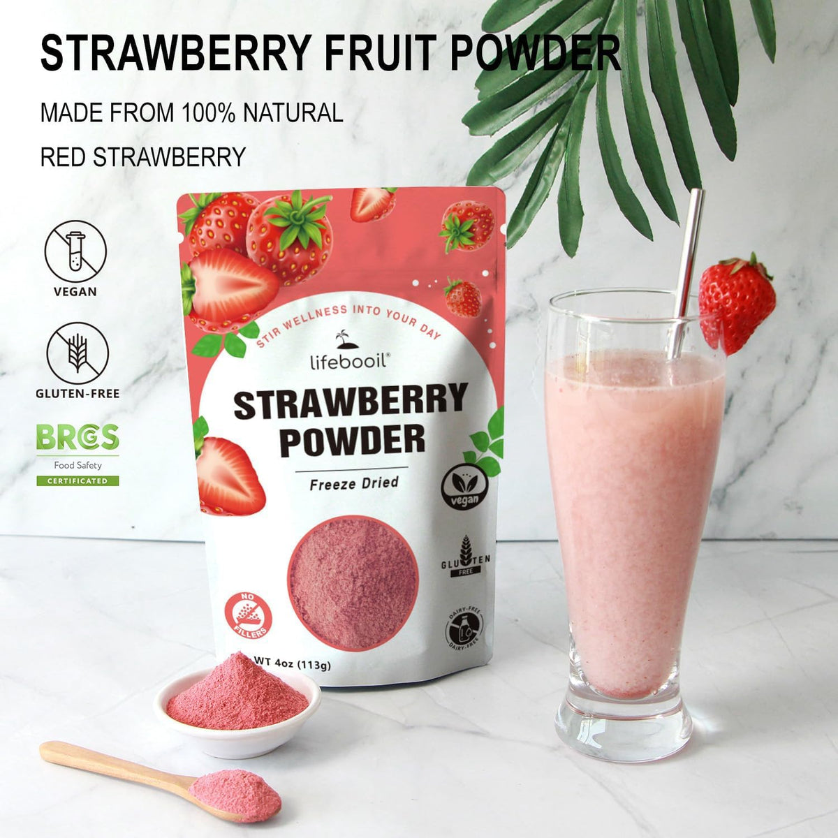 Lifebooil strawberry powder in baking dough adds berry brightness.
