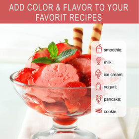 Lifebooil Strawberry Powder in a smoothie glass offers convenient flavor and color.