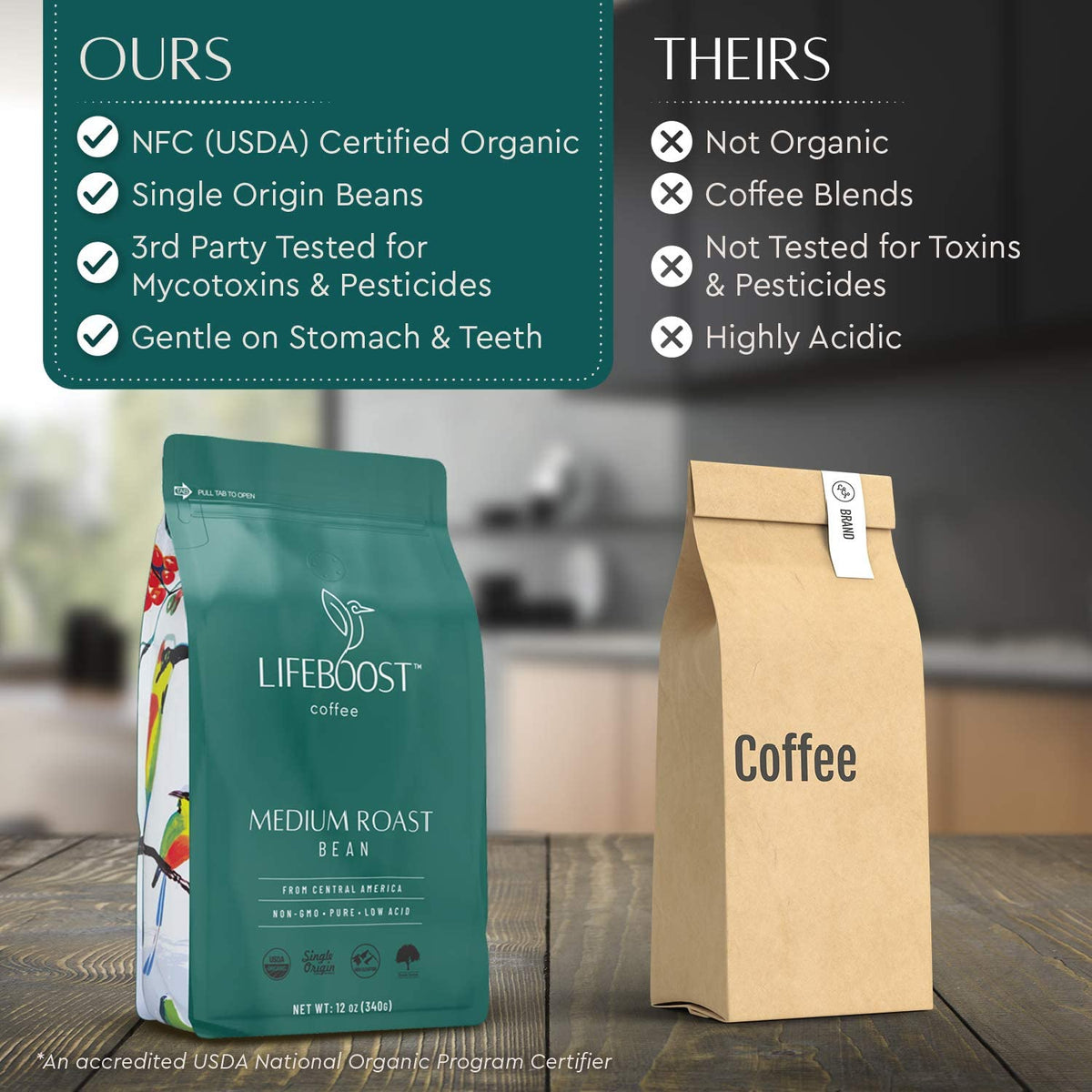 LIFEBOOST certified organic third-party tested label ensuring quality