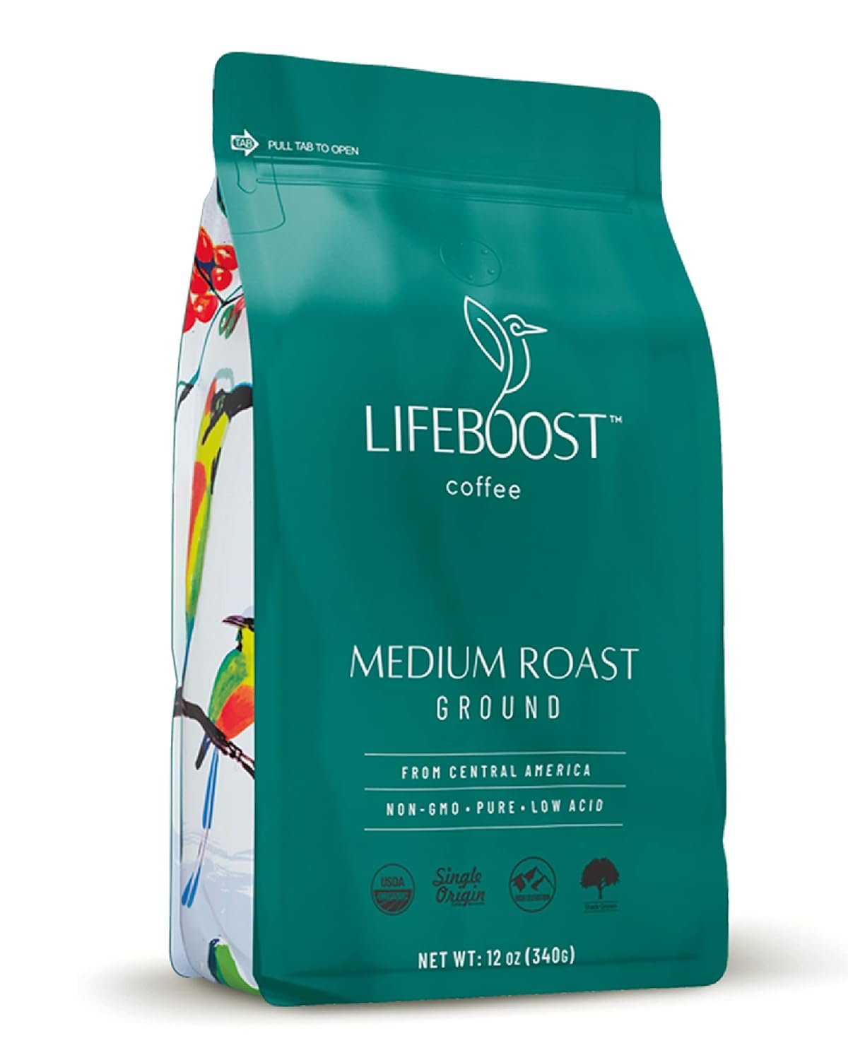 Lifeboost Coffee Ground Medium Roast bird-friendly farms imply responsible cultivation.
