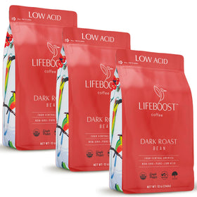 Lifeboost dark roast coffee beans with rich aroma for bold mornings.