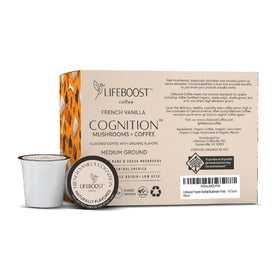 Lifeboost France Vanilla Cognition pod stacked for easy storage.