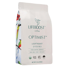 Lifeboost Light Roast Ground Coffee beans showing clean, pure origin flavor