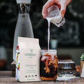 LIFEBOOST organic shade-grown bag highlighting single-origin quality
