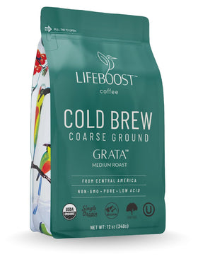 Lifeboost low acid cold brew coarse-ground beans for smooth sipping