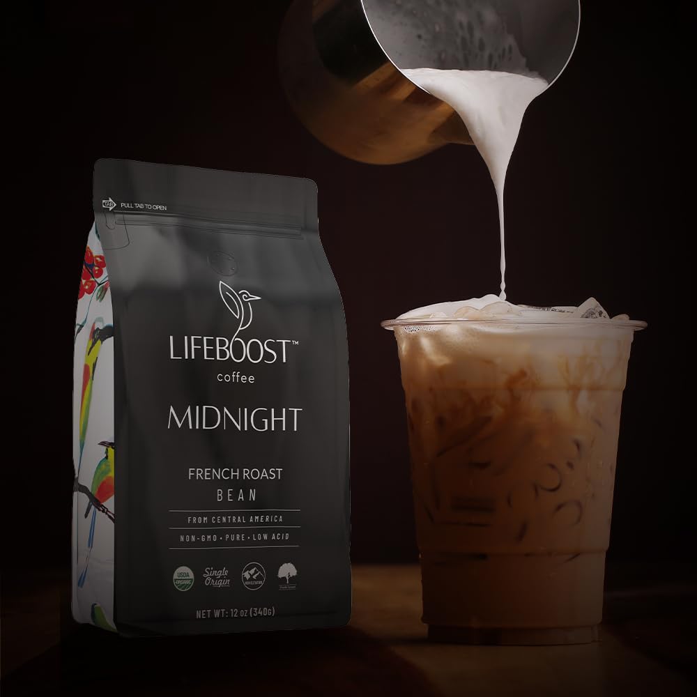 Lifeboost low-acid French Roast ideal for a smoother morning brew.
