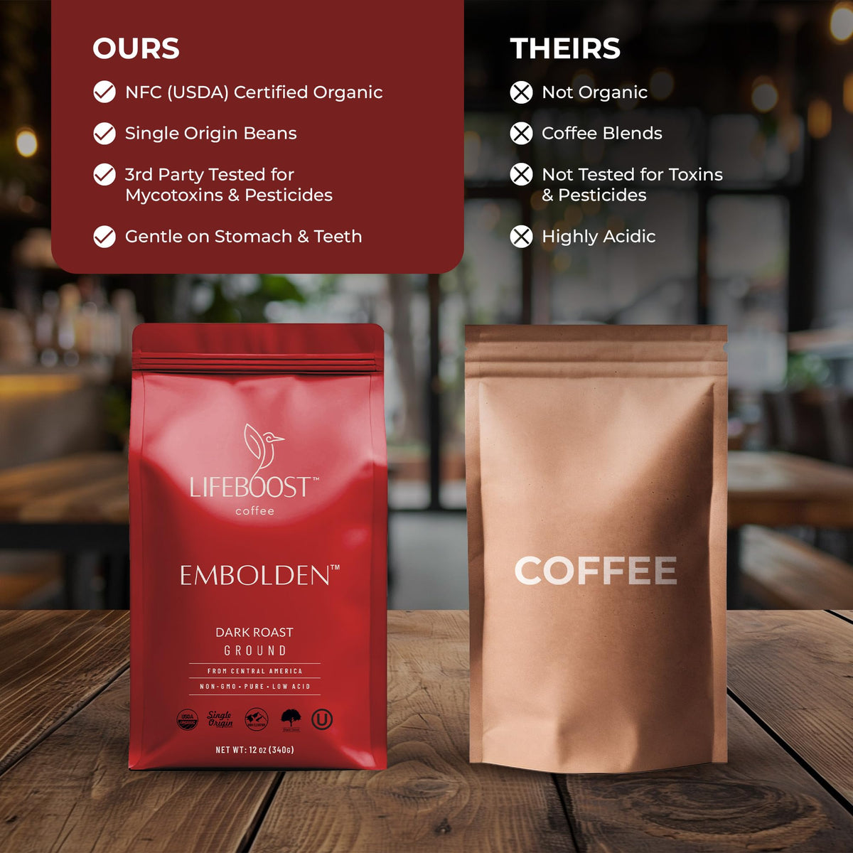 Lifeboost Organic Certification label on packaging signals purity and third-party testing