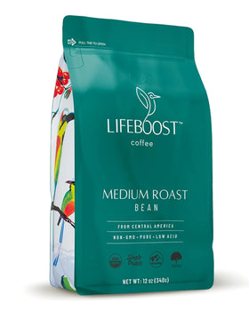 LIFEBOOST organic coffee beans medium roast bag for rich morning flavor